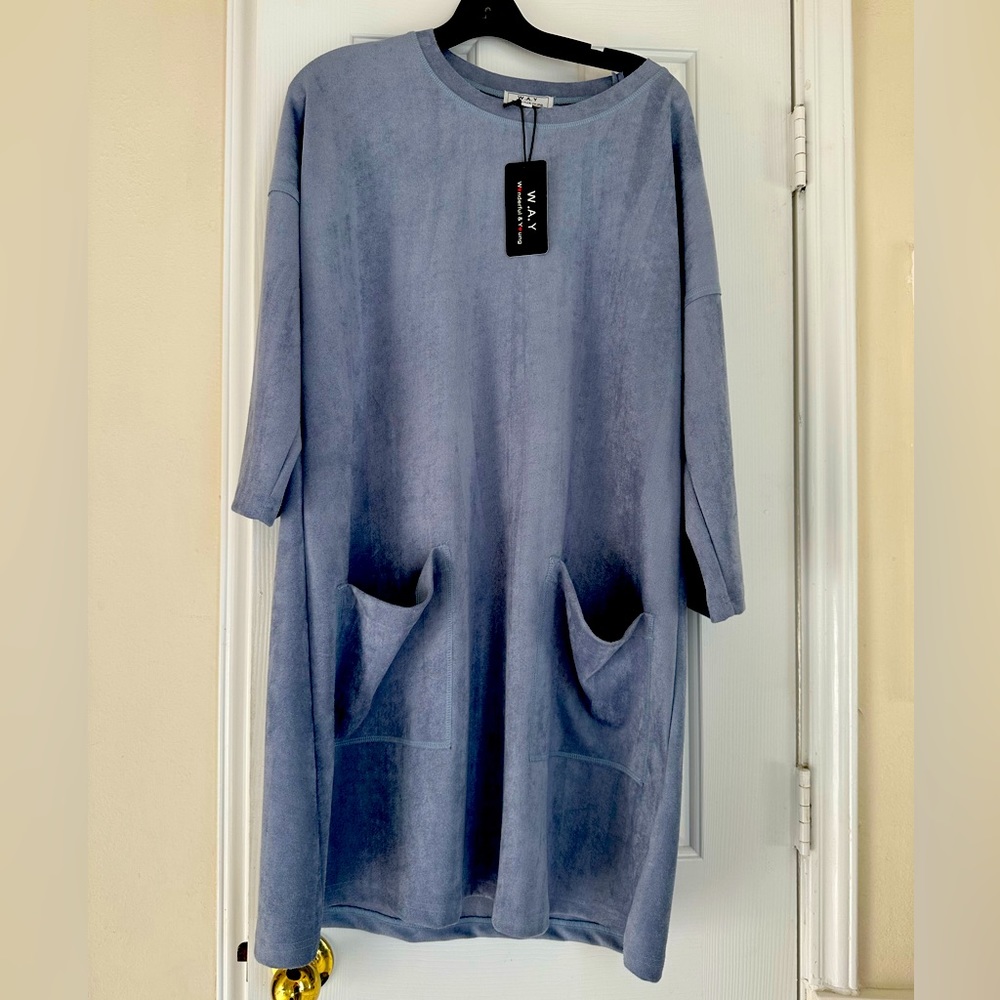 Blue, suede look, size Large, Wonderful & Young dress